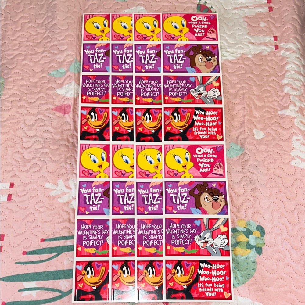 Looney Tunes Valentine's Day cards and heart Stickers